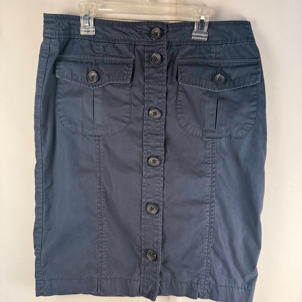 Banana Republic Soft Black Button-Down Straight Cut Skirt, large patch pockets